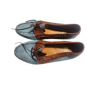 Arfango Fine Fashions‎ Men's Denim Leather Boat Shoes Driving Loafers